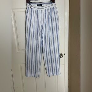 Vintage Polo Ralph Lauren Womens  Belted Size 32 Pants Cream /Multi Stripe‌‌‌‌‌